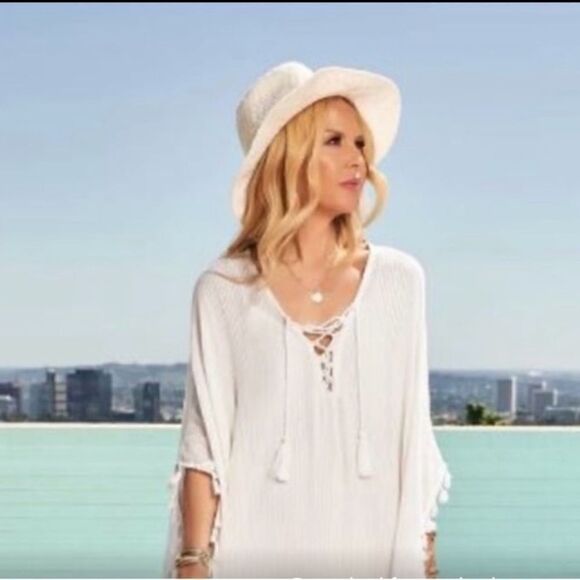 RACHEL ZOE Packable Ivory Panama Hat with black rope trim brand new in bag - Picture 5 of 11